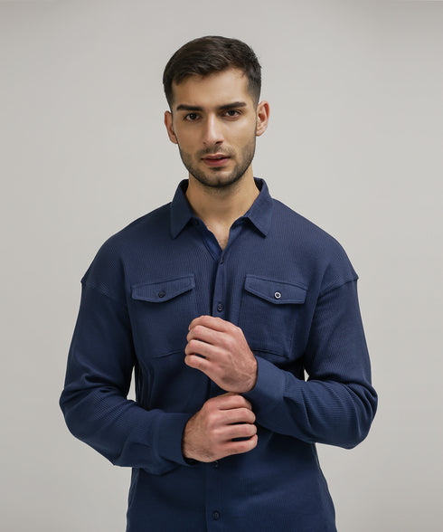 Men's Waffle Button Down Shirt